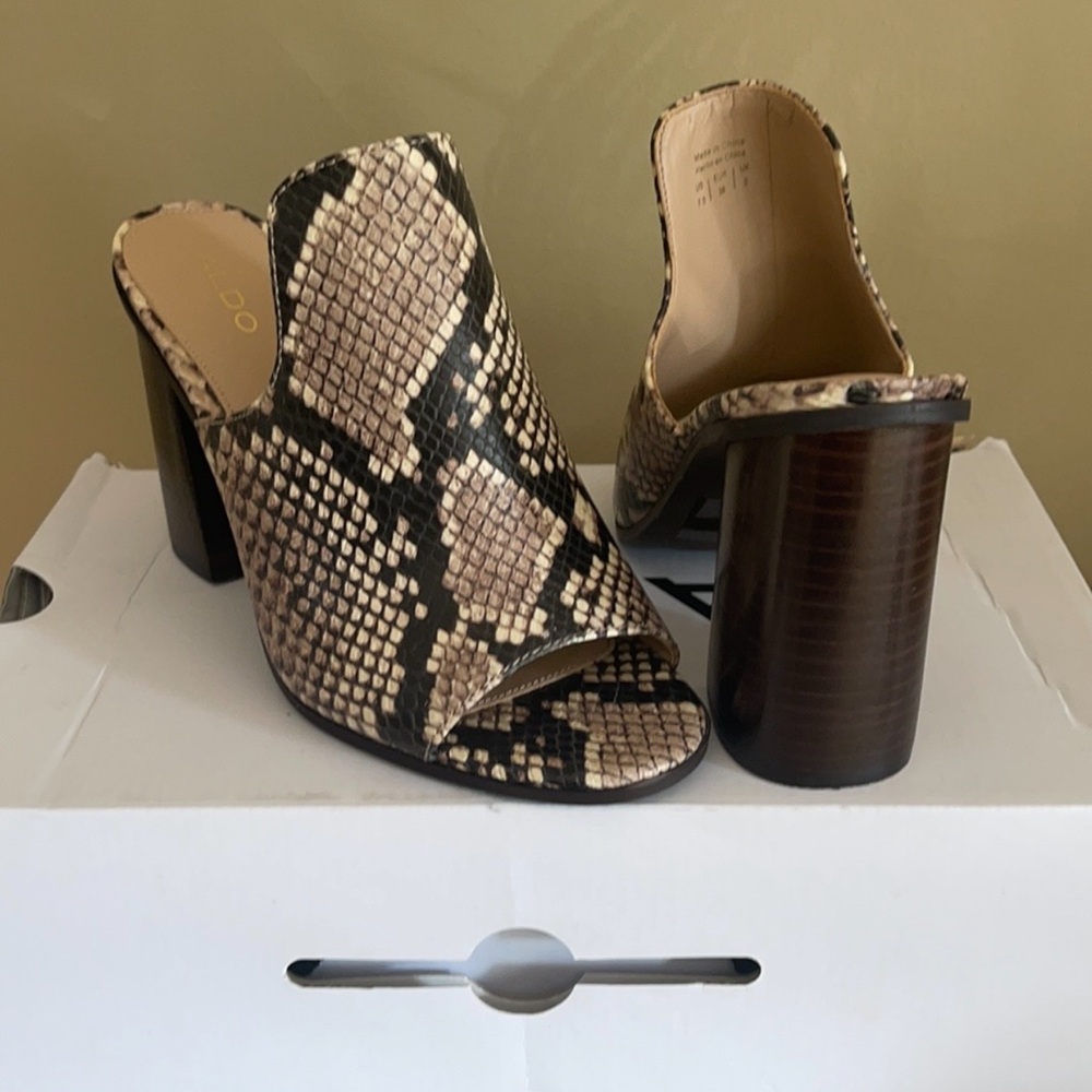 Aldo Snake Print Open-Toe Mules